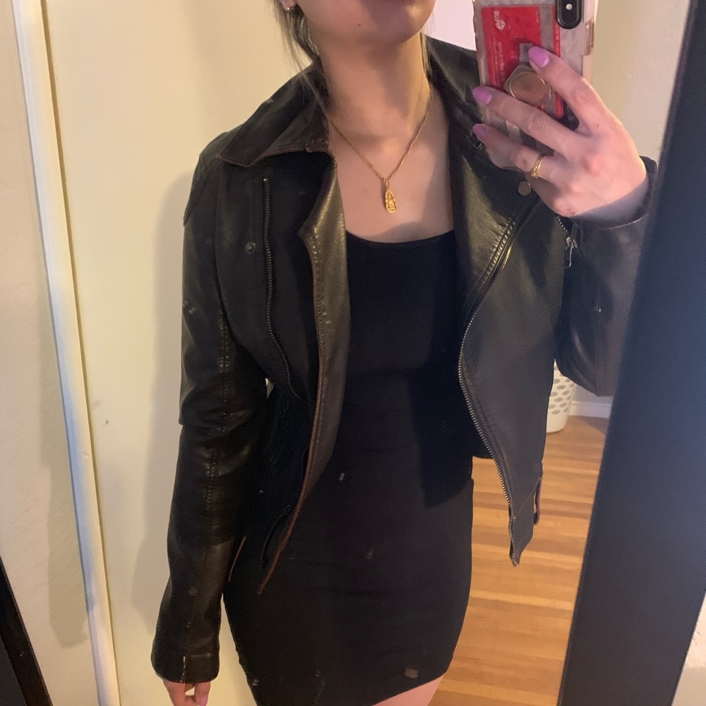 Brown leather jacket